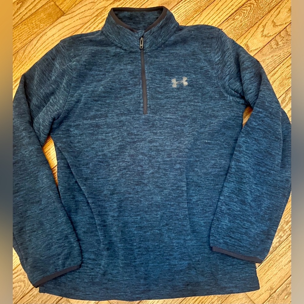 Under Armour Boys Heathered Blue 1/4 zip Youth Large YL